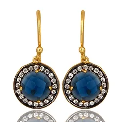 rond oorbellen in verguld sterlingzilver met geoxideerd sterlingzilver