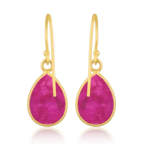 lange robijn oorbellen in verguld zilver - Loom Stones