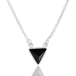 Driehoekig zwart ketting in zilver met hanger in zilver