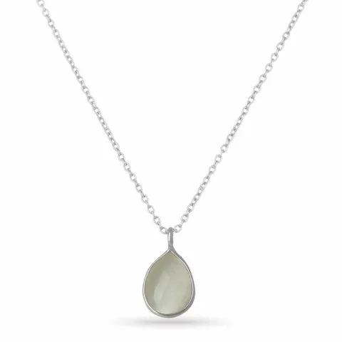 Witte maansteen ketting in zilver met hanger in zilver