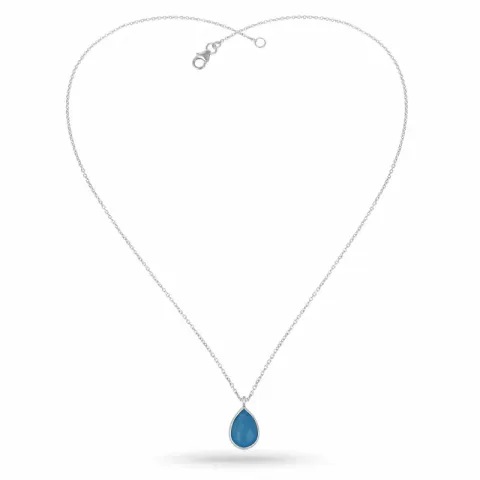 Blauwe ketting in zilver met hanger in zilver