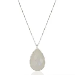 Witte maansteen ketting in zilver met hanger in zilver