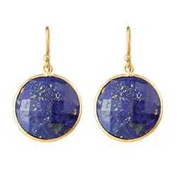 Rond blauwe oorbellen in verguld sterlingzilver