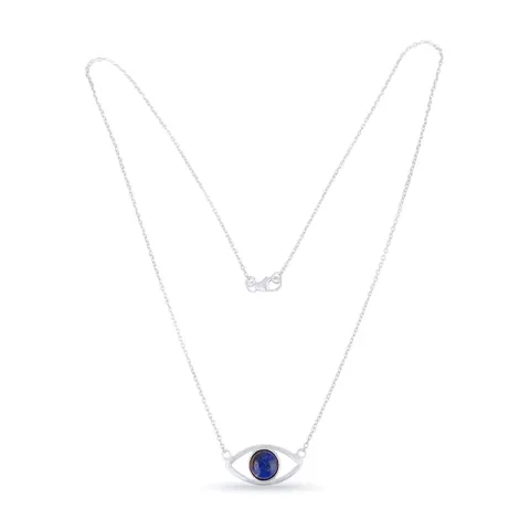 Evil eye lazuursteen hanger met ketting in zilver met hanger in zilver