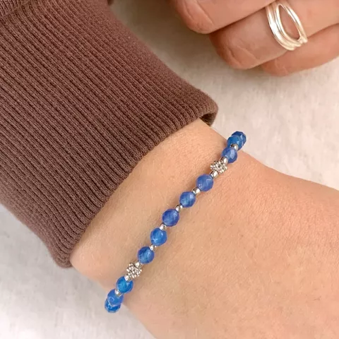 blauwe caledoniet armband in zilver 18,0 cm plus 5,0 cm x 4,0 mm