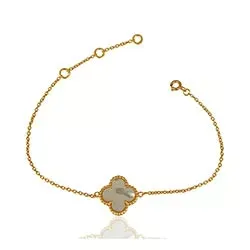 testsieraad klavertje vier armband in verguld sterlingzilver met hanger in verguld sterlingzilver