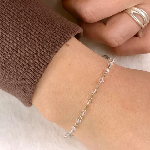 kristal armband in zilver 15 cm plus 6 cm x 3,0 mm