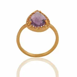 Druppel ring in verguld sterlingzilver