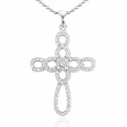 Kruis zirkoon hanger in zilver