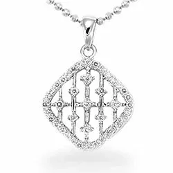 Vierkant zirkoon hanger in zilver