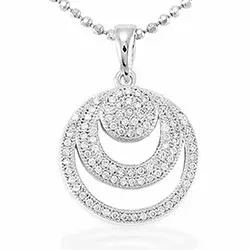 Rond witte zirkoon hanger in zilver