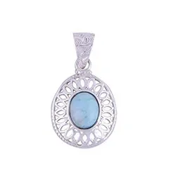 Ovaal blauwe hanger in zilver