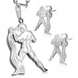 De waterman Set met oorbellen en hangers in staal