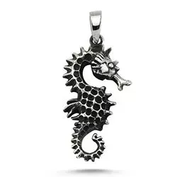 Zeepaard hanger in geoxideerd sterlingzilver