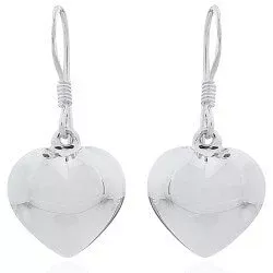 Glanzende  hart oorbellen in zilver
