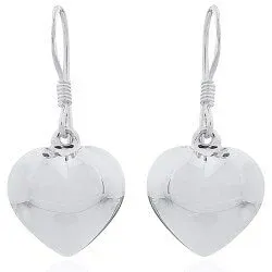 Glanzende hart oorbellen in zilver