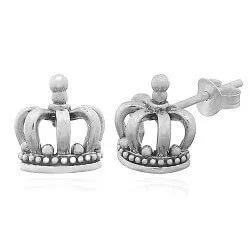 kroon oorsteker in zilver