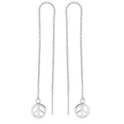 Lange peace oorhanger in zilver