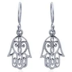 Hamsa hand oorbellen in zilver