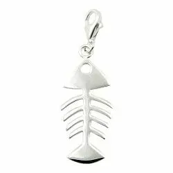 Visgraat bedeltje in zilver