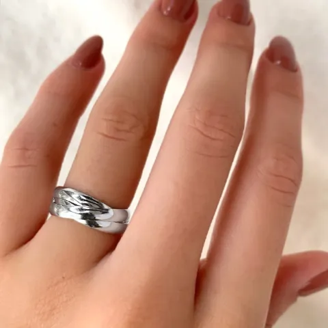 Glad driedelige ring in zilver