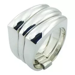 Breed driedelige ring in zilver