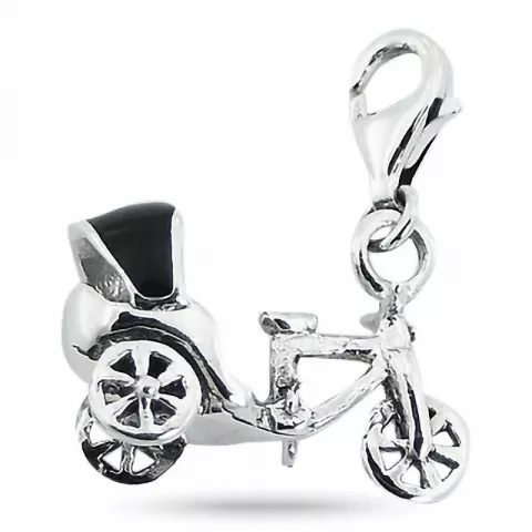 Elegant fiets bedeltje in zilver 