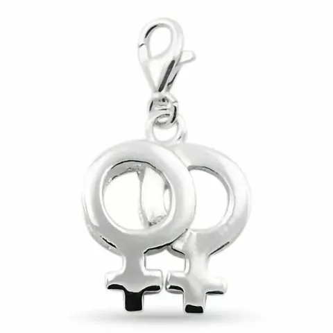 Dubbel vrouwenteken bedeltje in zilver