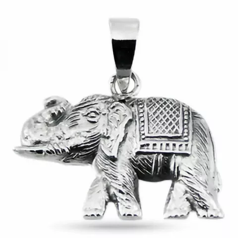 Lege en matte olifant hanger in zilver