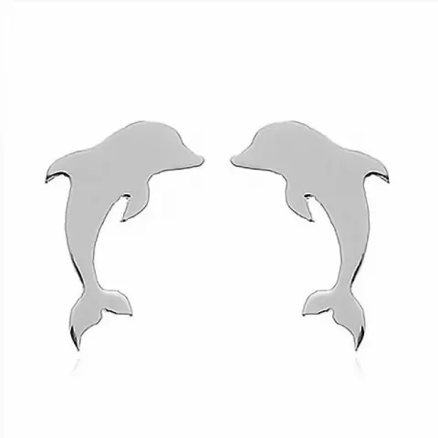 dolfijn oorsteker in zilver