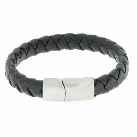 Hard Steel armband in leren met roestvrij staal