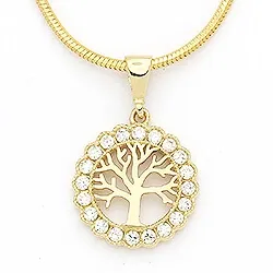 13 mm boom van het leven zirkoon hanger in 14 karaat goud