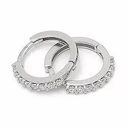 13 mm zirkoon creool in 14 karaat witgoud met zirkonen