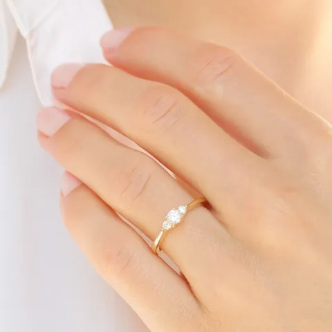 zirkoon gouden ring in 9 karaat goud