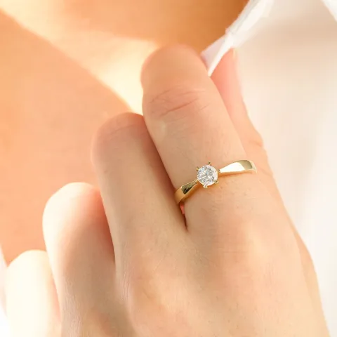 5,4 mm zirkoon solitaire ring in 9 karaat goud