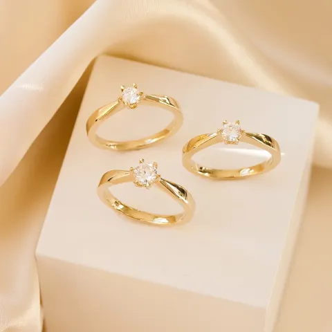 5,4 mm zirkoon solitaire ring in 9 karaat goud