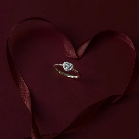 hart zirkoon gouden ring in 9 karaat goud