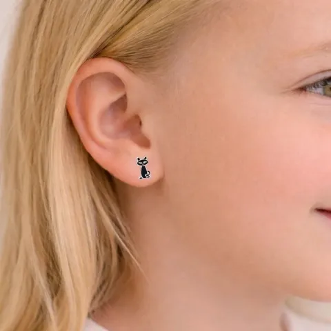 katten kinder oorbellen in zilver - Little Ones