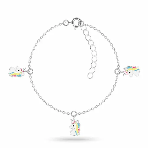 eenhoorn veelkleurig kinder armband in zilver met hanger in zilver