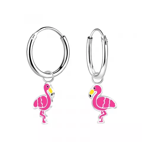 lange flamingo kinder oorbellen in zilver