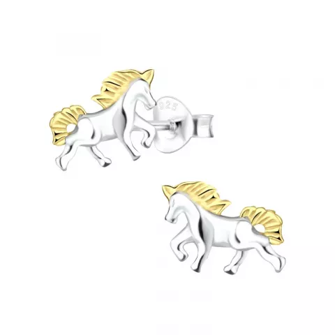 paarden kinder oorbellen in zilver met verguld zilver