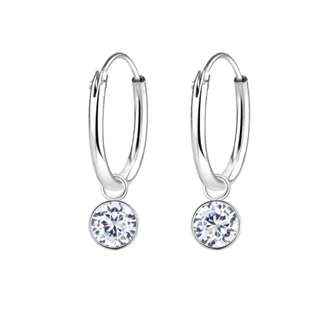 12 mm zirkoon creool in zilver