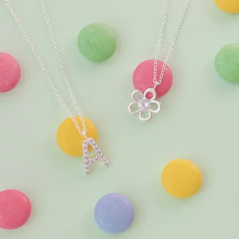 bloem ketting met hanger in zilver - Little Ones