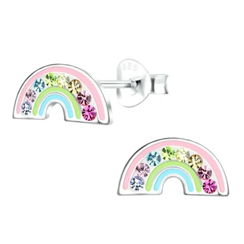 regenboog kinder oorbellen in zilver