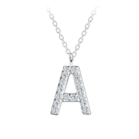 letter a zirkoon ketting in zilver