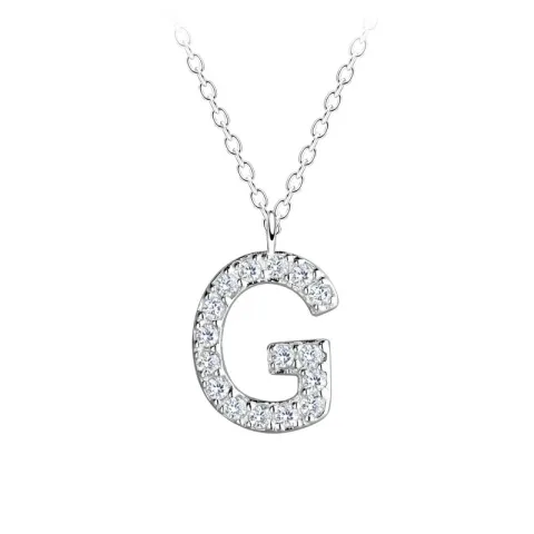 letter g zirkoon ketting in zilver