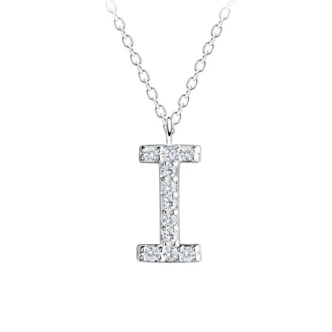 letter i zirkoon ketting in zilver