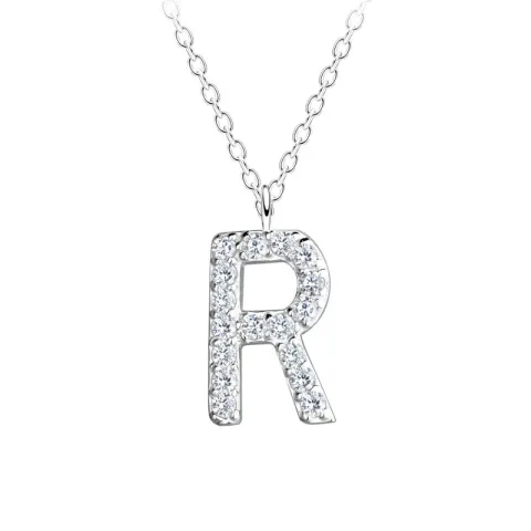 letter r zirkoon ketting in zilver