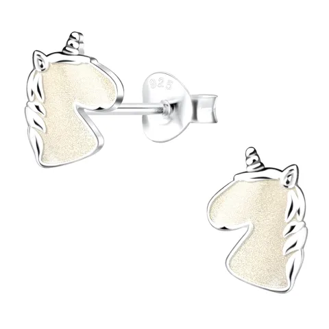 eenhoorn kinder oorbellen in zilver