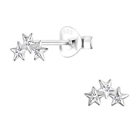 ster kristal oorbellen in zilver - Little Ones